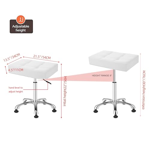 Image of Kaleurrier Heavy Duty Stools with Bell Glides Backless Height Adjustable Stool - Swivel Stool Chair for Counter Bar Office Lab Home Kitchen Lab Clinic Dentist Classroom (Stationary Casters, White)
