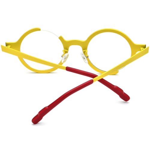 Image of FONEX Colorful Pure Titanium Glasses Frame Women Retro Round Eyeglasses