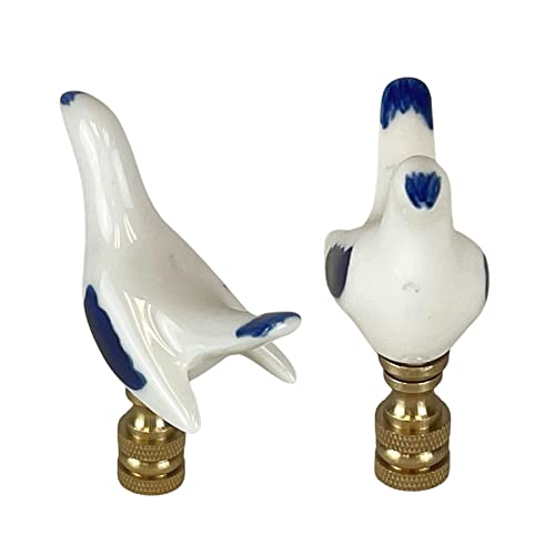 Royal Designs, Inc. Blue & White Porcelain Bird Finial for Lamp Shade, Polished Brass by Royal Designs, Inc. - Image 4