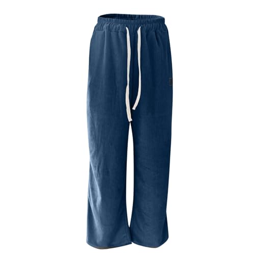 JiXiang Mens Corduroy Pants Baggy Wide Leg Casual Elastic Waist Harem Sweatpants Drawstring Loose Fit Casual Long Trousers4