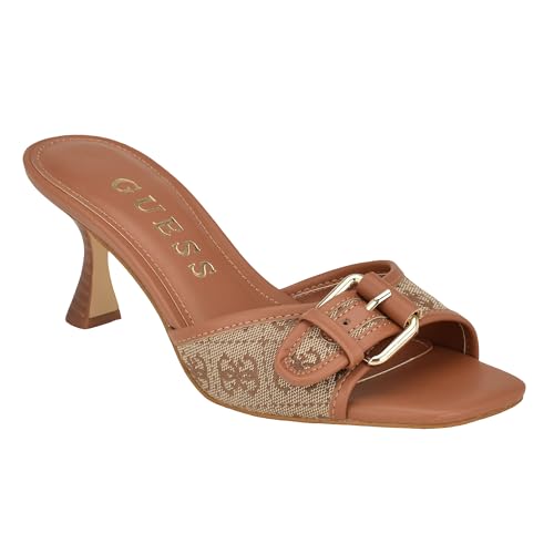 GUESS Damen Dista Sandale mit Absatz, Beige/Brown 210, 38.5 EU