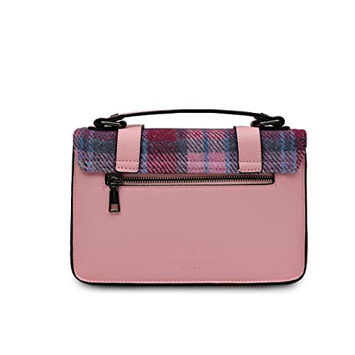 Harris Tweed Pink Blue Tartan Medium Satchel Handbag, Pink, One Size3