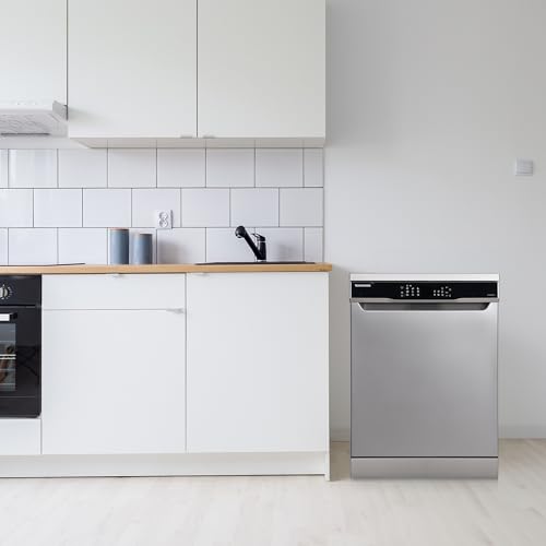 Telefunken Geschirrspüler freistehend | Spülmaschine 60 cm | 12 Maßgedecke | 9 Programme | AquaStop - Schutz vor Wasserschäden | Auto-Door | leise 44 dB | SpeedWash | inkl. Besteckkorb | G-FS-6014-C-I