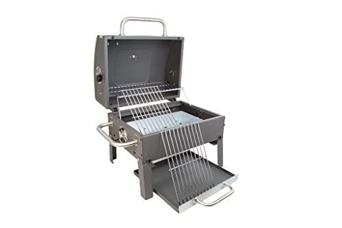 ACTIVA Tischgrill Holzkohle Angular ToGo I Camping Grill mit Deckel & Thermometer I Mini Grill ein gelungenes Barbecue – Bild 3