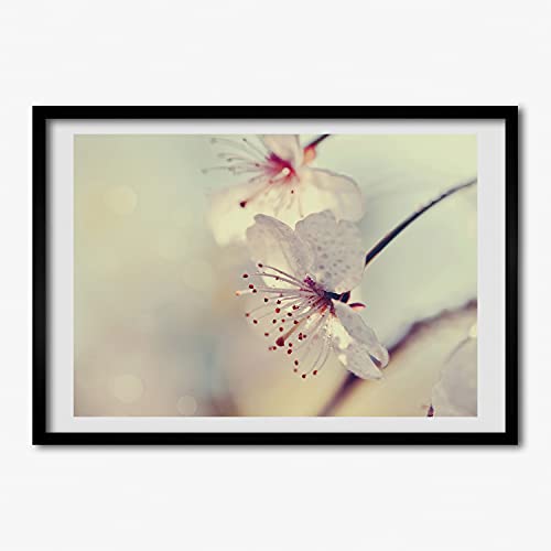 Cadre en bois moderne 70x50 cm evite les murs vides grace aux fleurs de cerisier
