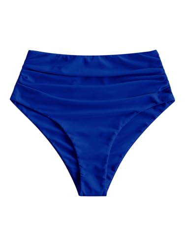 Image of ZAFUL Women High Waisted Bikini Bottoms Ruched Swimsuit Bottom Tummy Control Bathing Suit Bottoms