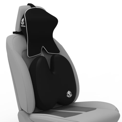 Image of MRRON Large Back Support Neck Rest for Chair & Car Seat, Orthopaedic Lumbar Support Memory Foam Backrest Cushion Designed for Back Pain Relief Pillow for Comfortable Sitting (Black, Back)