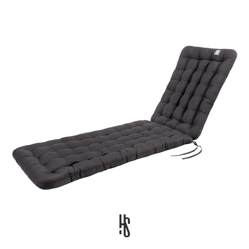 HAVE A SEAT Living - Auflage für Deckchair 190x50 cm - Bequeme Liegestuhl Auflage, 8 cm Dick - Waschbar bis 95°C, Orthopädisch, Wetterfest - Made in Germany (190x50 cm, Grau/Anthrazit)