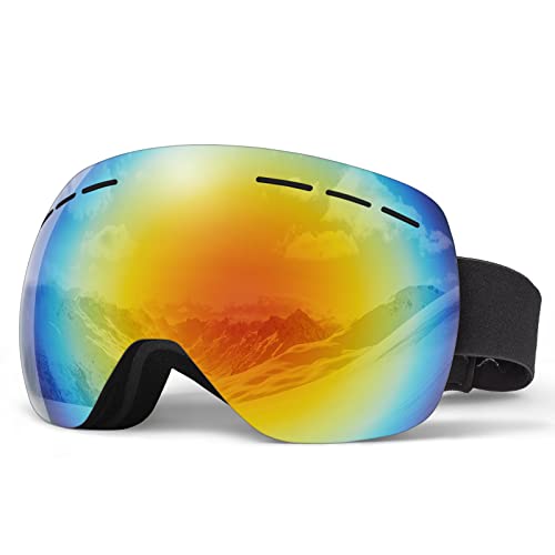 Ski Goggles Snowboard Glasses PAZIMIIK OTG Framless Anti-Fog Spherical Interchangeable ...