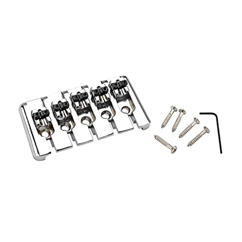 BESTonZON Replacement Metal Guitar Tailpiece 5 String Metal Fixed Saddle Bridge Tailpiece Easy Installation for Guitars