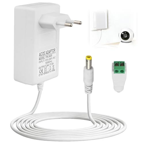 24V 3A Fuente de Alimentación, Transformador Universal AC 100 240V, Adaptador de Corriente 72W con DC 5,5x2,5mm para Tiras LED, Bandas COB, Cámara CCTV, Lámpara de uña, Conmutador red PoE, 1,5m, Negro