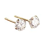 Homxi Pendientes de Oro Amarillo de 18 K para Mujer, Redondo con Moissanita Creada de 0.5ct, Pendientes Mujer Boda de Oro