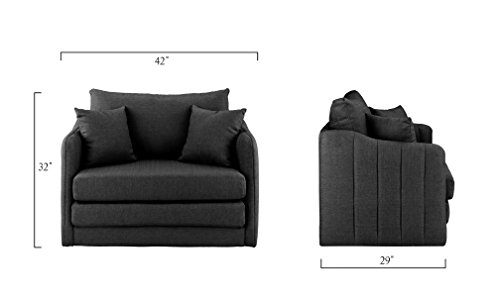 Sofamania Modern Soft Linen Fabric Modular/Convertible Sleeper Chair (Dark Grey) - Thumbnail 7