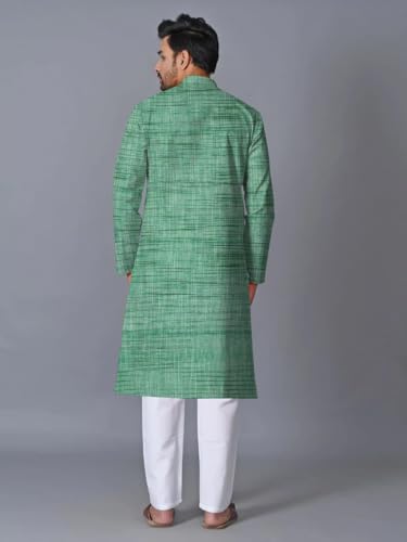 Image of Men's South Cotton Textured Ethnic Kurta Regular Fit Traditional Casual Wear