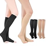 Sunyunze 4 Paar L/XL Kompressionsstrümpfe Klasse 2 mit 15-25Mmhg Kompressionsstrümpfe Damen Medizinisch Die Zehen Entblößen Thrombosestrümpfe Flug für Krampfadern Ödeme Flug Sport Reisen