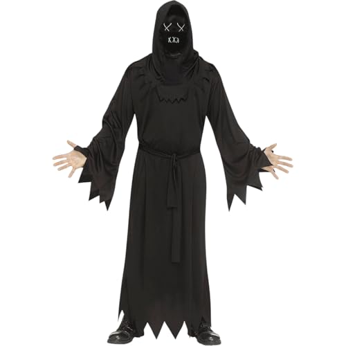Masque fantôme lumineux adulte noir pour déguisement effrayant d'Halloween