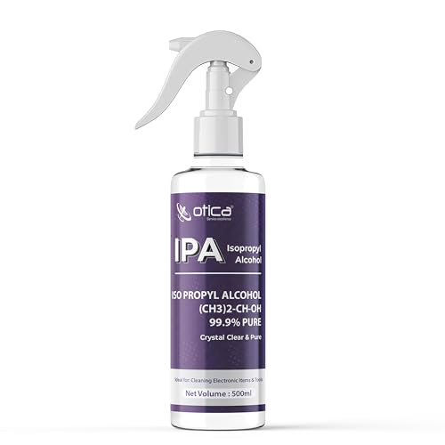 Image of OTICA Isopropyl Alcohol (IPA) | Pure Rubbing Isopropanol for Cleaning Electronics, Surfaces, Medical, Technical Use, Glass, De-icer, Painting & More | Pure without mixing (500 ML (Pack of 1))
