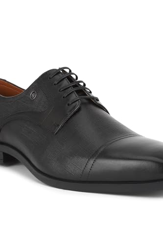 Image of Louis Philippe Men Premium Leather Breathable Lining Material Anti Slip with Heel TPR Sole Formal Derby Shoes