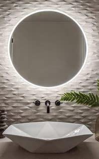 Espelho Redondo 4mm com Led Branco Frio Lapidado Sem Borda 50cm de Diâmetro