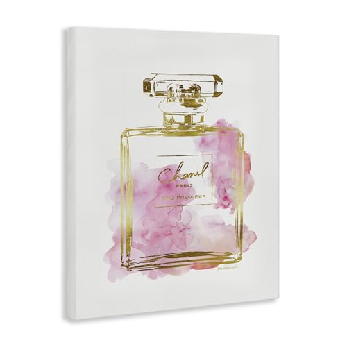 Stupell Industries AGP-107_CN_16X20 Glam Perfume Bottle Gold Pink Stretched Canvas Wall Art thumb #2