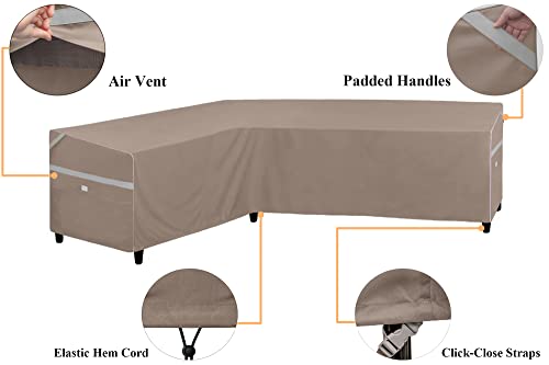 Garden Balsam Patio L-Shaped Left Facing Sectional Sofa Cover Waterproof Outdoor Sectional Cover Garden Furniture Cover Fade Resistant With Air Vent And Handle 83" L/104 R W X 33" D X 31" H Brown #TOP2