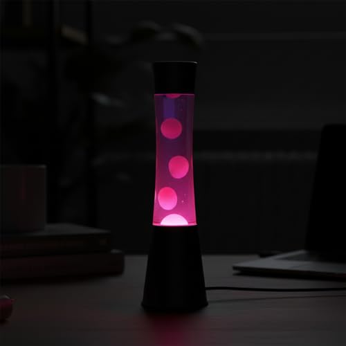 Image of KARP 16 Inch Lava Lamp (Tower Shape) | Black Base Purple Water & Pink Lava | Durable Metal & Glass | 220-240V, R39 30W Bulb | Run by Plug with Inline Switch | Ambient Light & Best Home /Office Gift