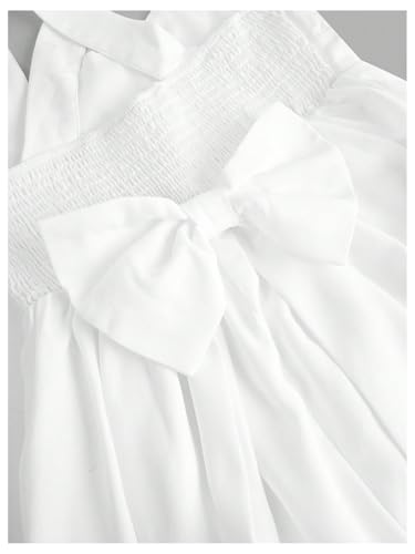 SHENHE Girl's Criss Cross Bow Dress Smocked A Line Fit and Flare Midi Party Dresses4