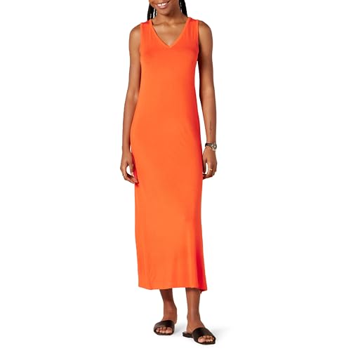 Image of Amazon Essentials Women's Side-Slit Jersey V-Neck Maxi Length Dress