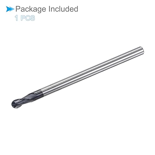 Image of Ball Nose End Mill, 2mm Radius 4mm Shank 100mm Length, AlTiN Coated P05 Carbide 2 Flutes Milling Cutter CNC Router Bit - (Applications: for Stainless Steel Hardened Steel)