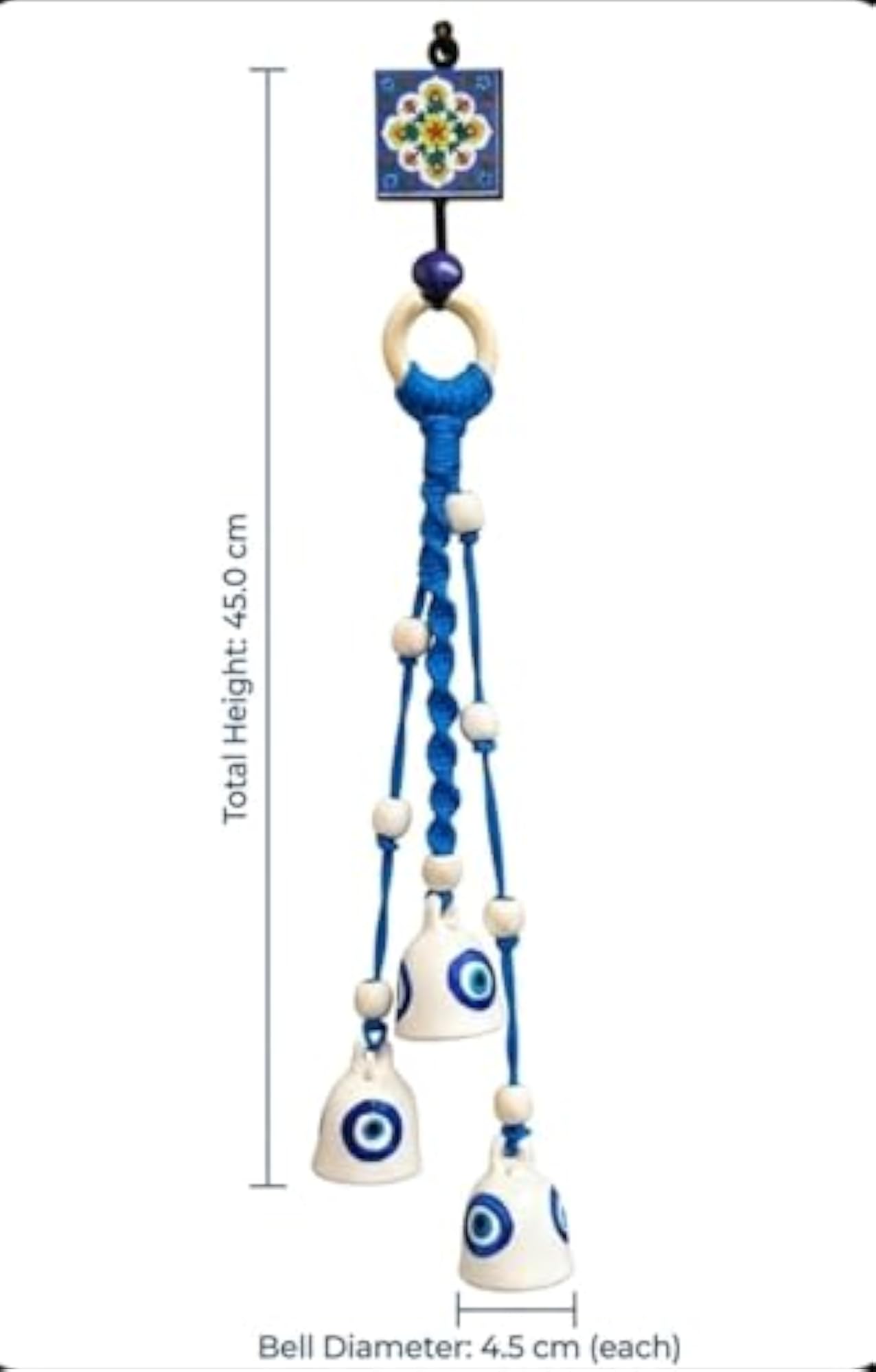 Handcrafted Macrame Evil Eye Bells Chime