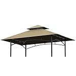 Grill Gazebo Replacement Canopy Top, 5'x8' Top Double Tiered Replacement Canopy Roof, Grill Shelter Cover Roof Fit for Gazebo Model L-GG001PST-F (Khaki)