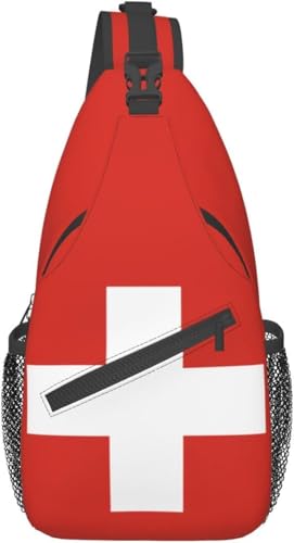 Mochila Swiss Flag Tipo Sling Negra Unisex miniatura 1