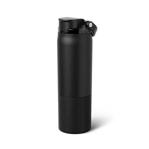 Image of BruMate Rise 25oz Water Bottle With 100% Leakproof Covered Silicone Straw | Insulated Stainless Steel Water Bottle | Cup-Holder Friendly | Fast Flow | Soft Sip Silicone Spout | BPA-Free (Matte Black)