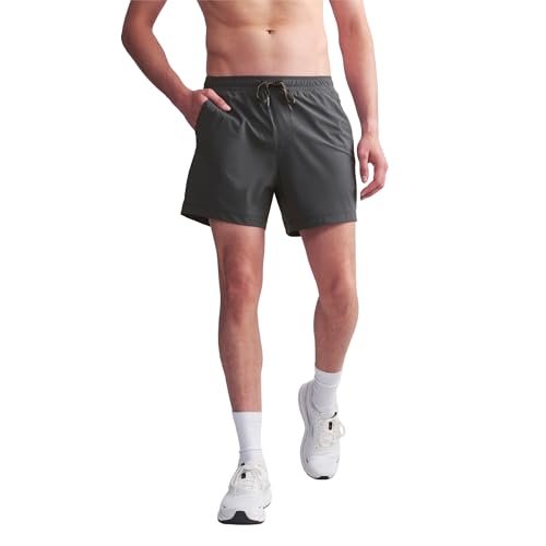 Mens Lined Workout Short, Lightweight, All-Way Stretch Gym Short with Medium Compression Liner