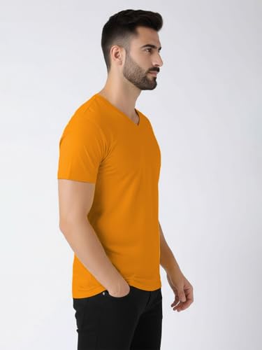 Image of Friskers Men's V-Neck Short Sleeves Cotton T-Shirt - Casual T-Shirt, Regular Fit
