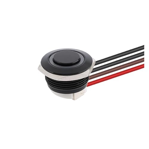 Interrupteur bouton-poussoir 25mm 24V noir à rappel et LED rouge