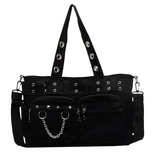 Sac gothique à bandoulière punk et grand fourre-tout emo multipoche