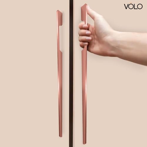 Image of VOLO Aluminium Wardrobe Handle - Elegant Pull Handle for Wardrobe Doors, Cabinet Doors, and Drawers in Kitchen, Office, and Bedroom (Pack of 2 Pieces) (SAC-40 Rose Gold 24 Inch (600mm))