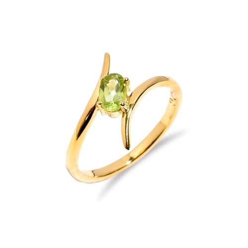 Bague en argent péridot naturel 4x6mm ovale bijoux vintage femmes