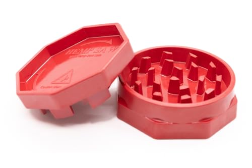 HEMP SAW® - Grinder, Kräutermühle, Spülmaschinenfest, neuartige Schneidgeometrie (Rot)