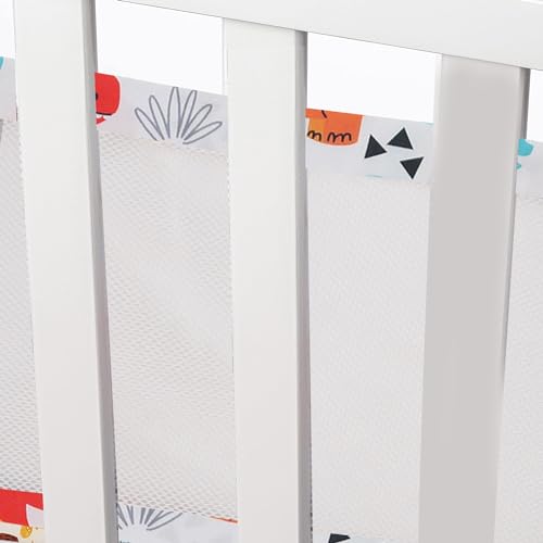 Oscar Home Breathable Mesh Crib Liner Crib Liner Best for Your Baby Safety | Fits Full Four Sides of Crib Bed 28 x 360 cms (Roar)