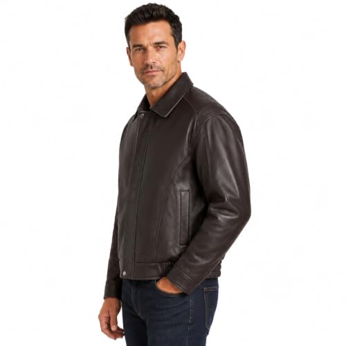 Image of REED Men's Luxury Leather Bomber Jacket - Genuine Leather American Style with Broad Shoulder Fit