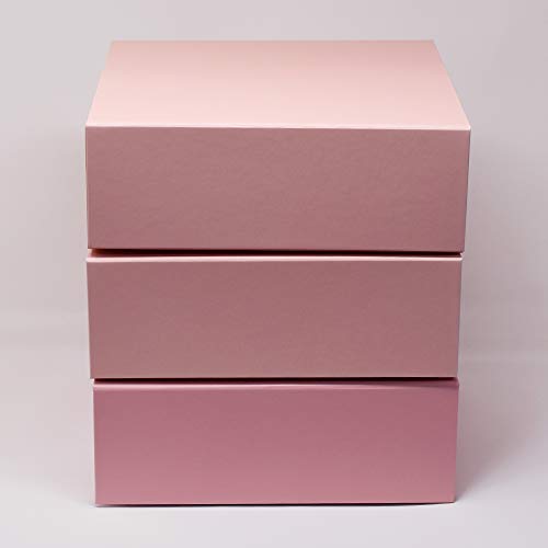 Blush Pink Large Gift Box 10 X 10 X 3Inches | Set Of 3 | Decorative Luxury Box Collapsible And Stackable With Attached Lid #TOP1