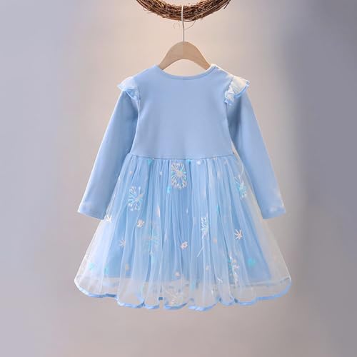 Image of Toddler Little Girls Casual Dresses Short Sleeve Crew Neck Graphic Cartoon Dress for 2-8 Years