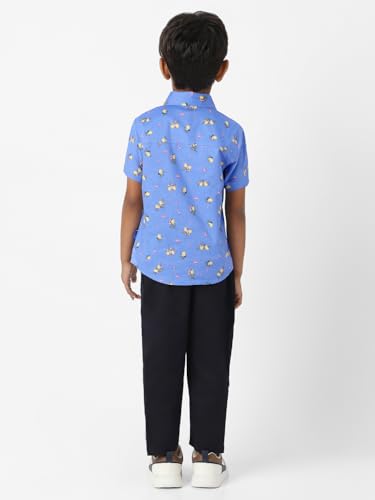 Image of Nautinati Boys Printed Collared Shirt with Shorts Clothing Set | Age 1-5 Years