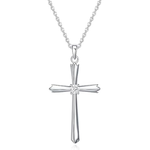 Rnivida 925 Sterling Silver Cross Necklace for Women - Simple Cross Pendant Necklace for Everyday Jewelry (Cross with 20" Chain) Cover