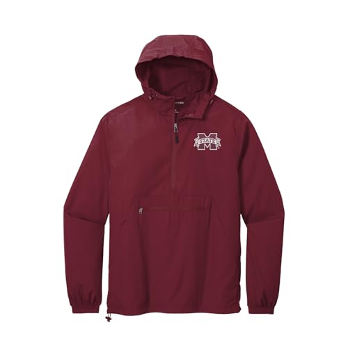Sorority Letters Shop Mississippi State University Packable Anorak Pullover Windbreaker Embroidered with MSU M Logo