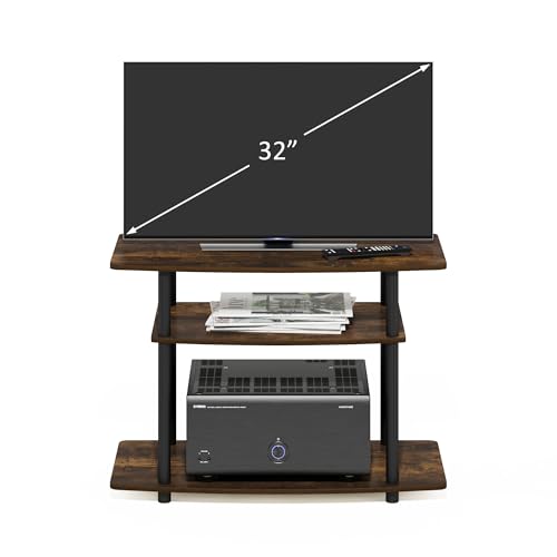 Image of Furinno Turn-N-Tube TV Stand, 3-Tier No Tools Entertainment Center, TV Console for TV up to 32 Inch, for Living Room, Bedroom, Amber Pine