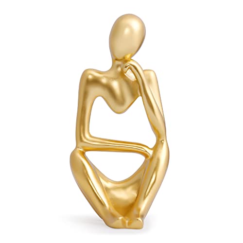 INNOLITES Resin Statue Thinker Style Decoration Abstract Sculptures Collectible Figurines for Home Decor Modern Office Shelf Desktop(Gold-Right