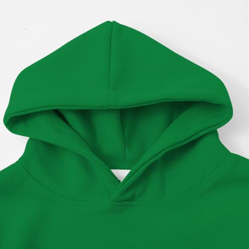 Kids Pullover Hoodies Plain Cute Hoodie Sweatshirts Oversized Thin Lightweight School Tops Clothes (Green, 11-12 Years)4